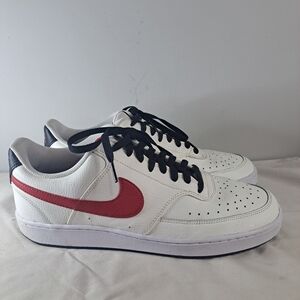Nike Court Vision Low White Red Sneakers Black Laces DM1187-101